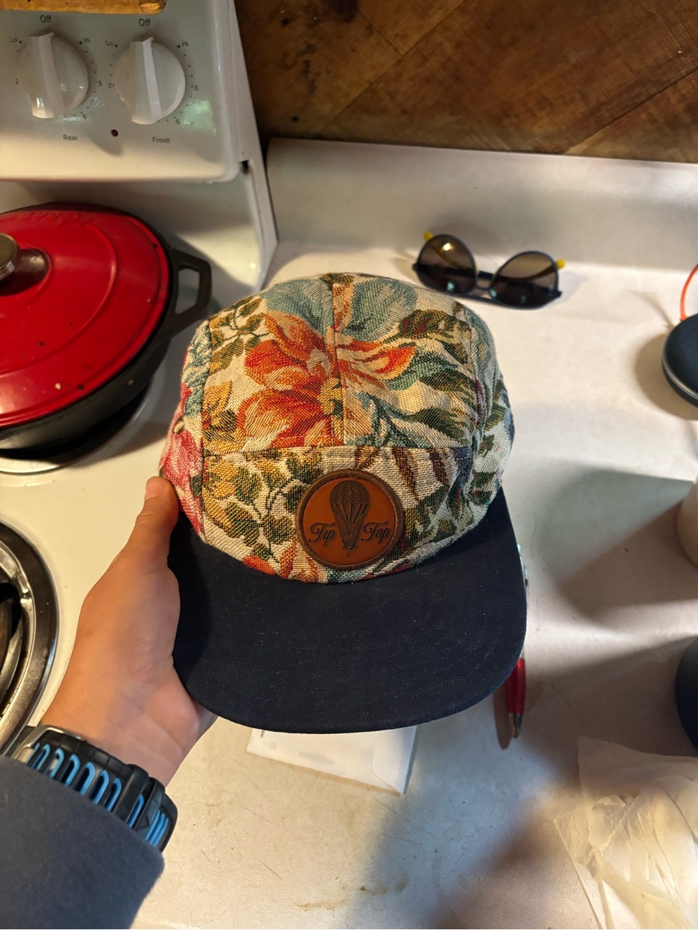 Floral Patchwork Women's Baseball Cap - Pink & Green